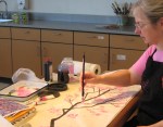 Julie McCarty learning Sumi painting--2011